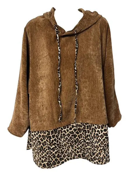 Velourse Hoodie met panterprint